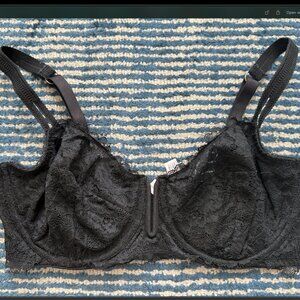 Black Sheer Unlined Underwire Lace Bra 36DD